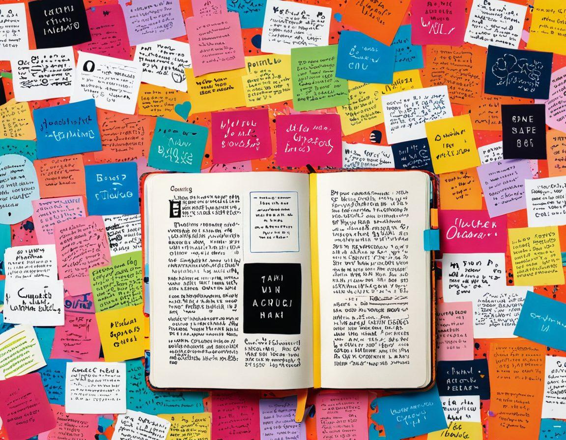 A visually stunning collage that illustrates the journey of a personal diary transforming into a vibrant community blog. Show an open diary with vivid, handwritten notes spilling out into a colorful digital realm filled with diverse people engaging in discussions, sharing content, and connecting. The background features elements symbolizing community like chat bubbles, hearts, and shared experiences. The overall feel is warm and inviting, encouraging creativity and connection. super-realistic. vibrant colors. 3D.